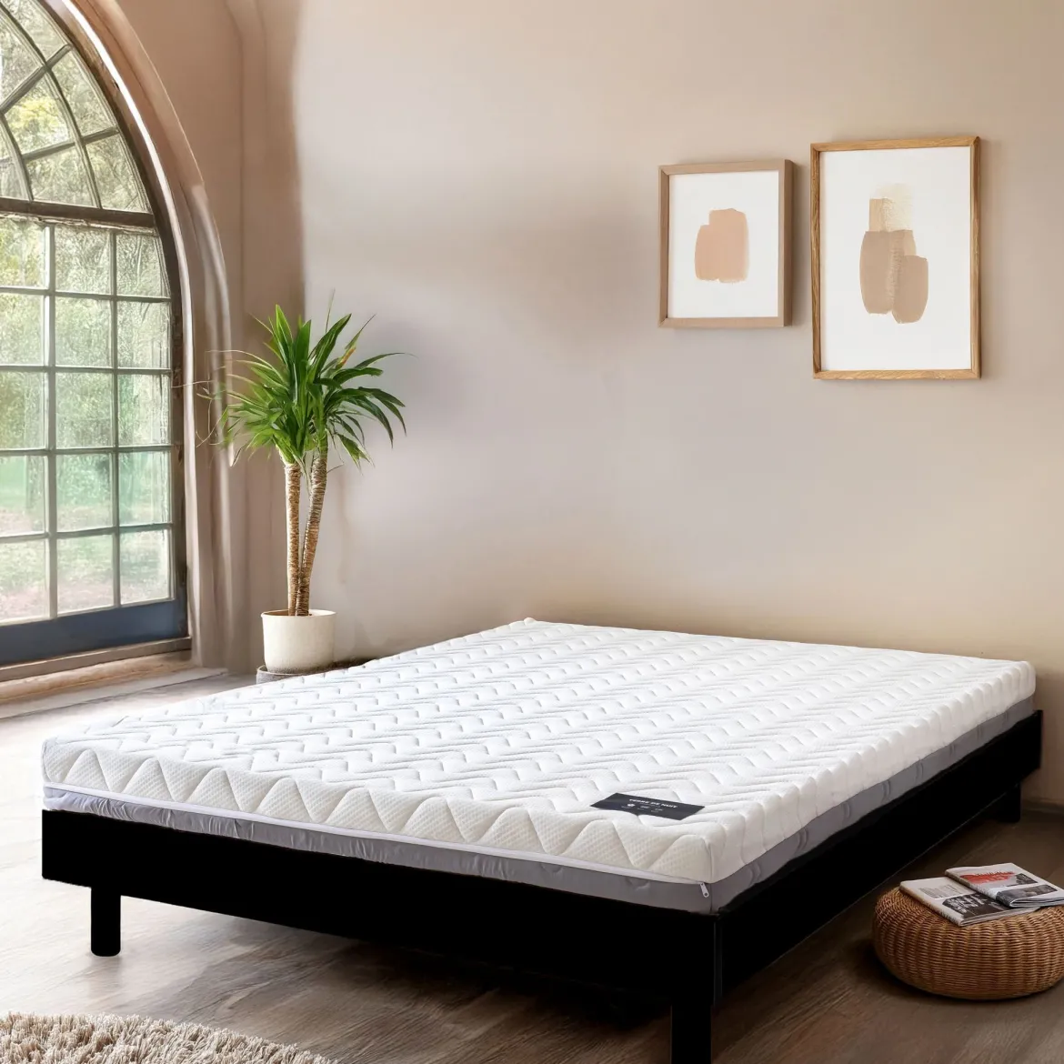 Ensemble matelas mousse + sommier bois massif