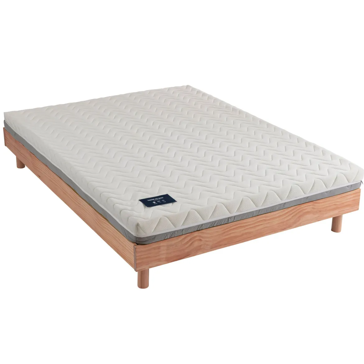 Ensemble matelas mousse + sommier bois massif