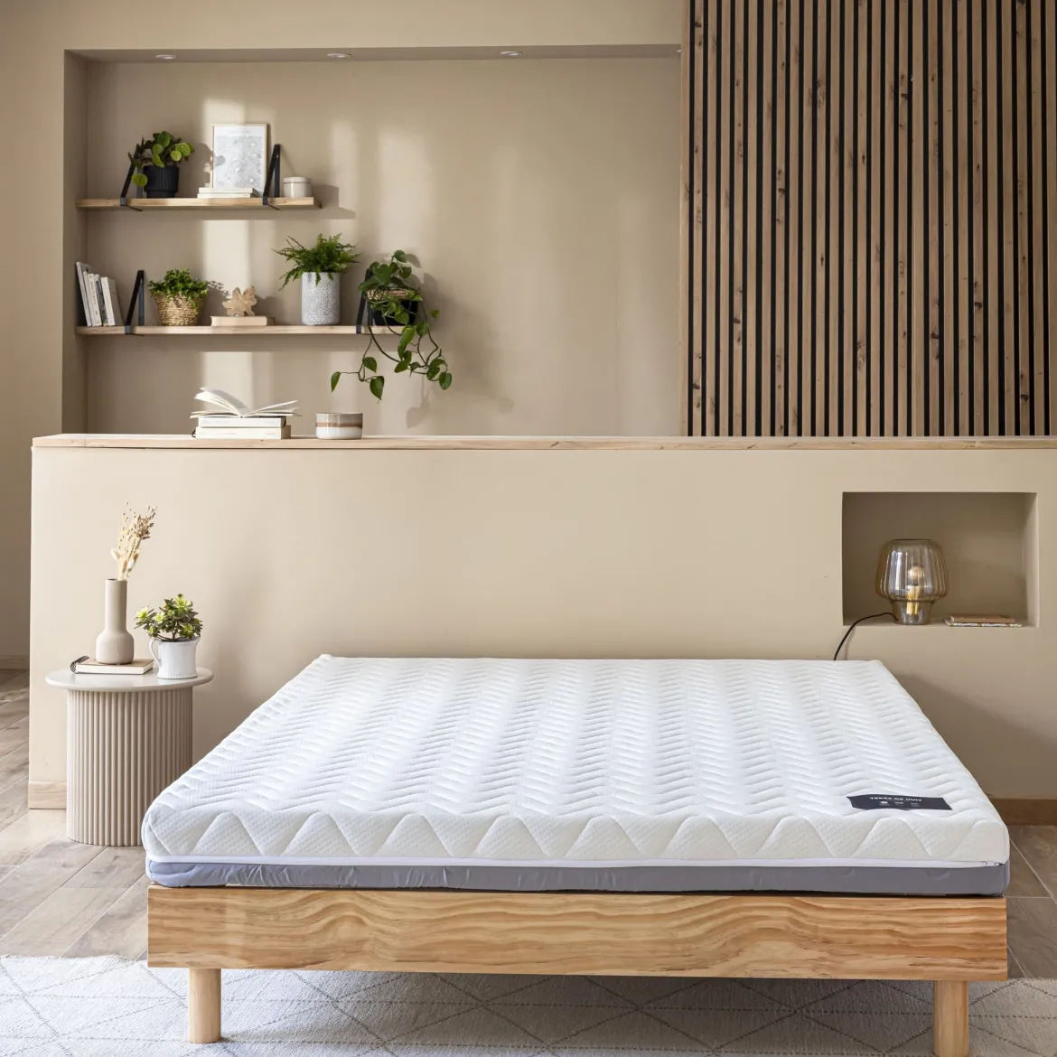 Ensemble matelas mousse + sommier bois massif