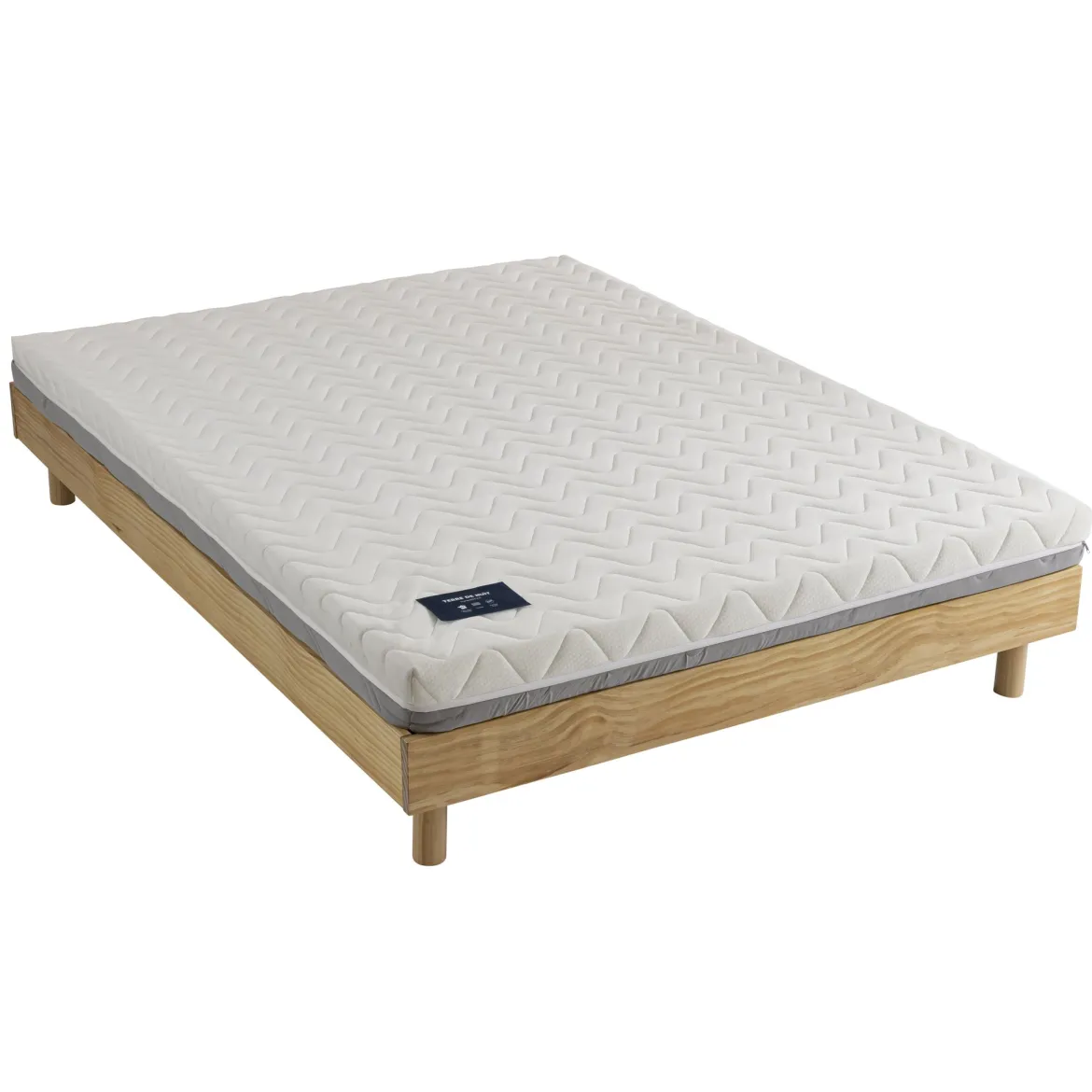 Ensemble matelas mousse + sommier bois massif