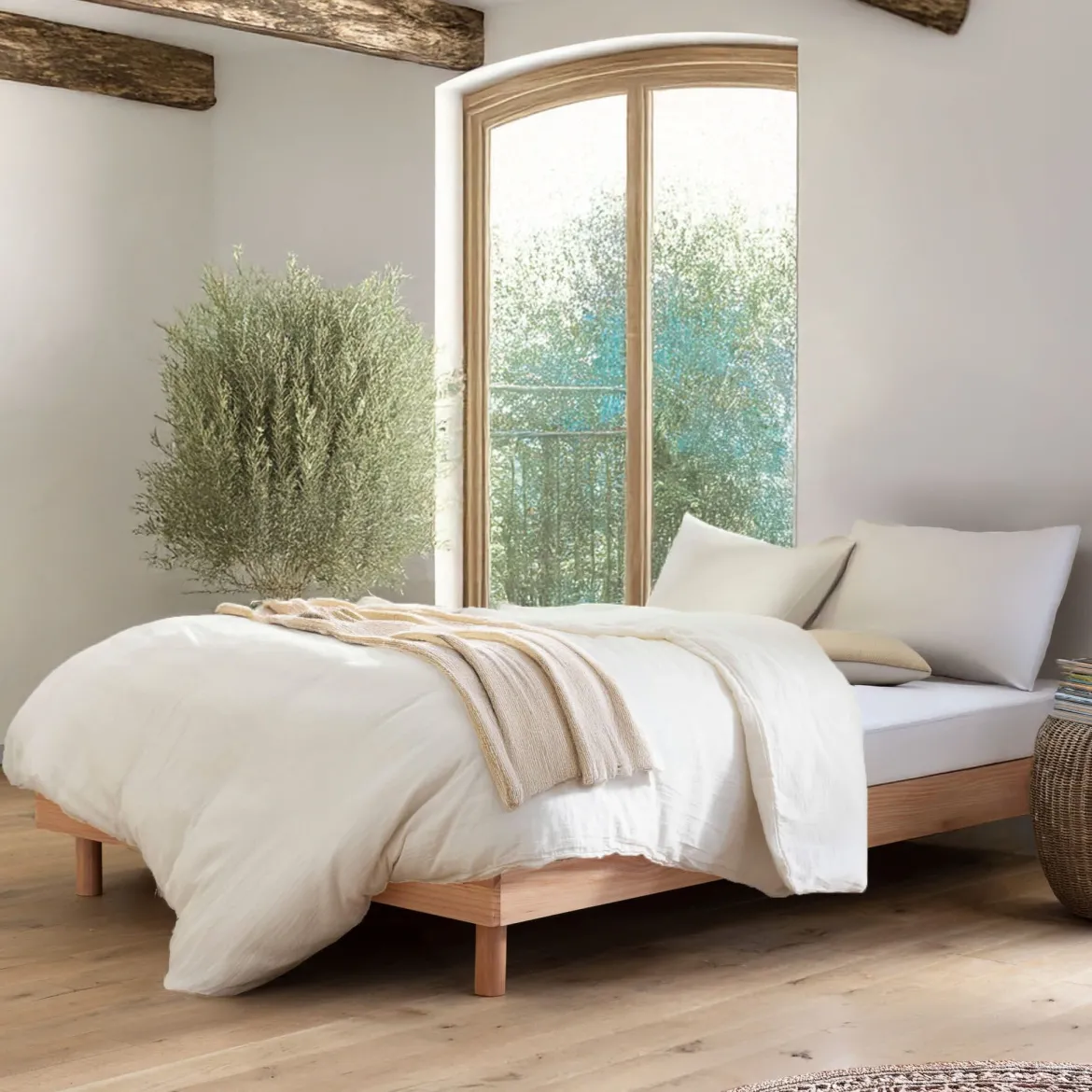 Ensemble matelas mousse + sommier bois massif