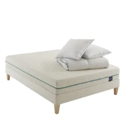 Ensemble matelas naturel latex naturel, sommier, pieds, couette et oreiller Aube 700 - SOMEO