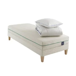 Ensemble matelas naturel latex naturel, sommier, pieds, couette et oreiller Aube 700 - SOMEO