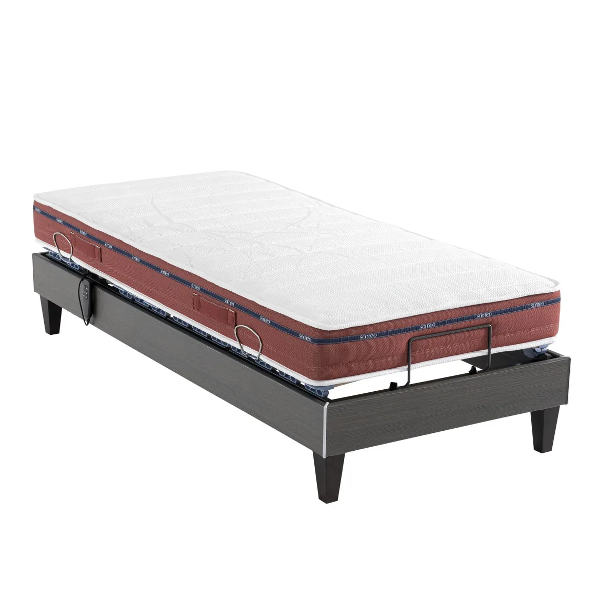 Ensemble matelas relaxation 100% latex, sommier TPR, pieds Crépuscule 500 - SOMEO