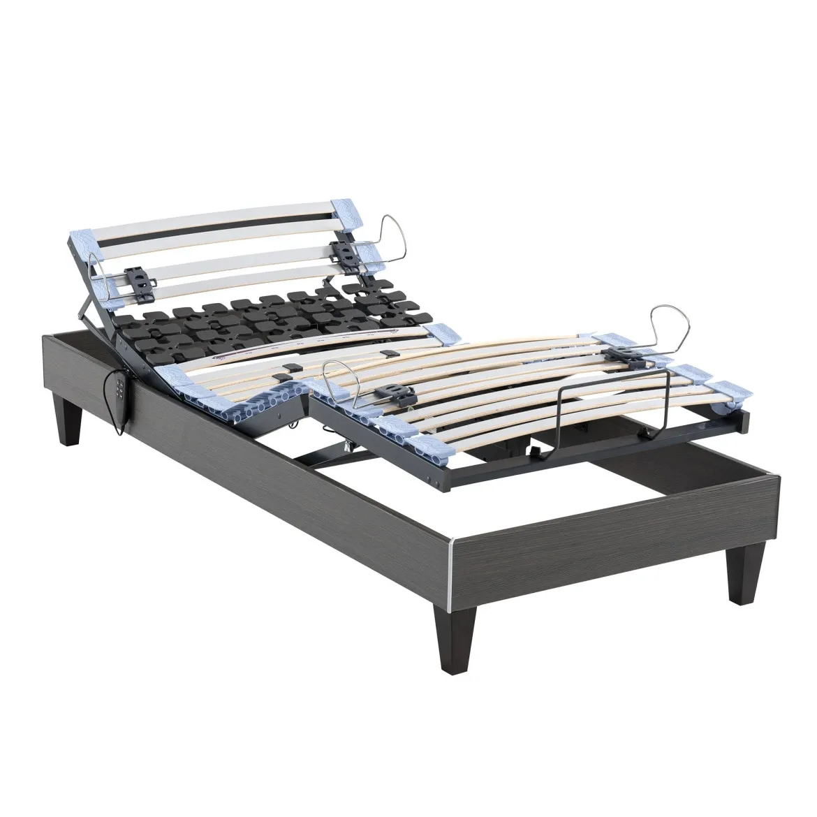 Ensemble matelas relaxation 100% latex, sommier TPR, pieds Crépuscule 600 - SOMEO