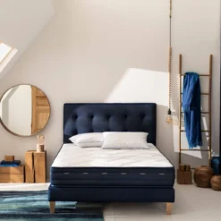 Ensemble matelas ressorts et mémoire de forme, sommier, pieds et tête de lit Rêve 500 - SOMEO