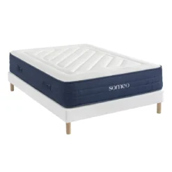 Ensemble matelas ressorts, latex et mémoire de forme, sommier Constellation et pieds Rêve 700 - SOMEO