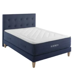 Ensemble matelas ressorts, latex et mémoire de forme, sommier, pieds et tête de lit Rêve 700 - SOMEO