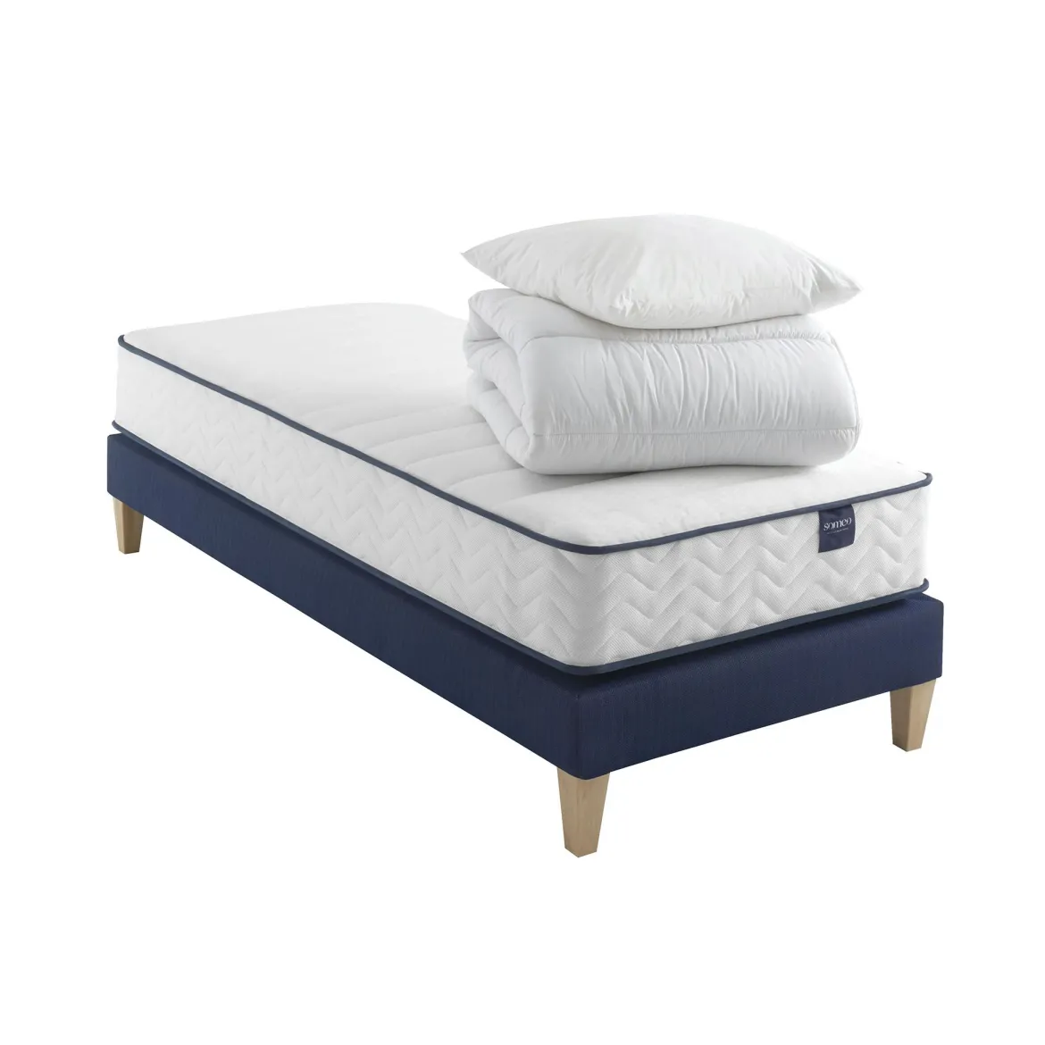 Ensemble matelas ressorts, sommier, pieds, couette et oreiller Rêve 300 - SOMEO