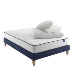 Ensemble matelas ressorts, sommier, pieds, couette et oreiller Rêve 300 - SOMEO