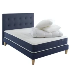 Ensemble matelas ressorts, sommier, pieds, tête de lit, couette et oreiller Rêve 400 - SOMEO