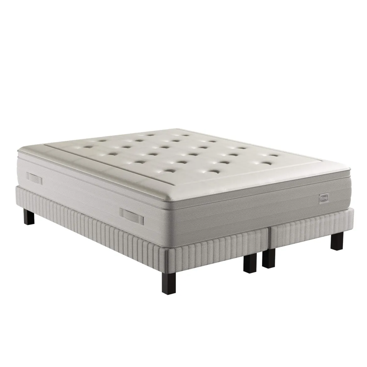 Ensemble matelas sommier pieds Simmons 651 ressorts ensachés + mousse mémoire de forme SW6