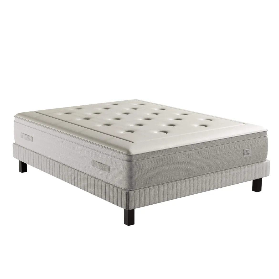Ensemble matelas sommier pieds Simmons 651 ressorts ensachés + mousse mémoire de forme SW6