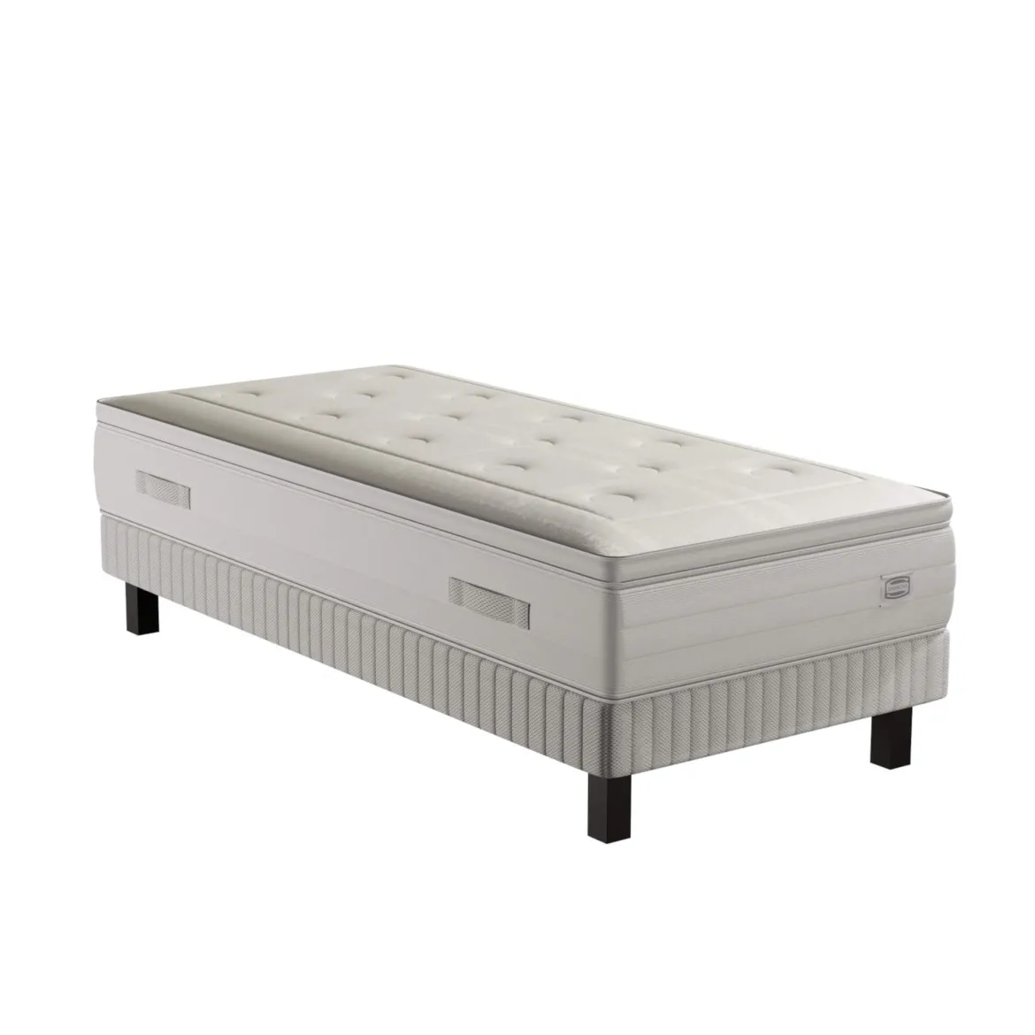 Ensemble matelas sommier pieds Simmons 651 ressorts ensachés + mousse mémoire de forme SW6