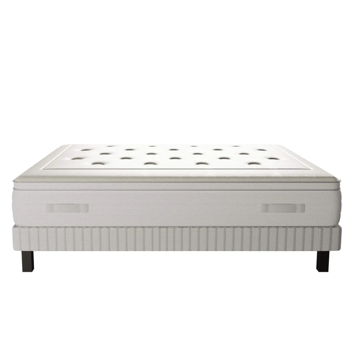 Ensemble matelas sommier pieds Simmons 651 ressorts ensachés + mousse mémoire de forme SW6