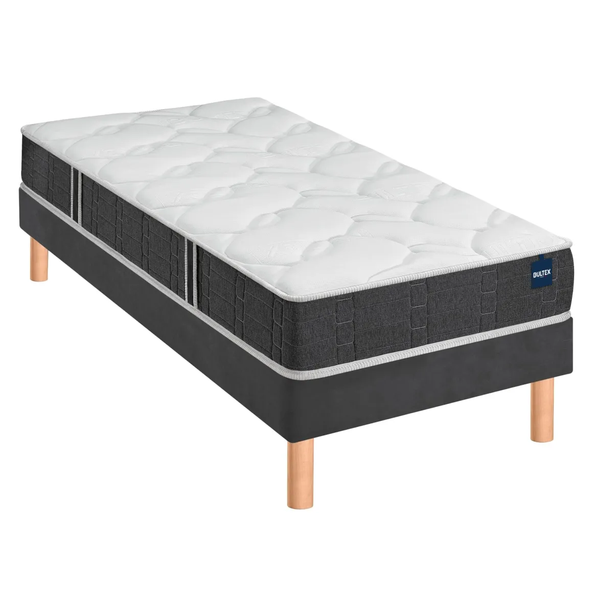 Ensemble sommier et matelas mousse ferme Bultex Essential Gris