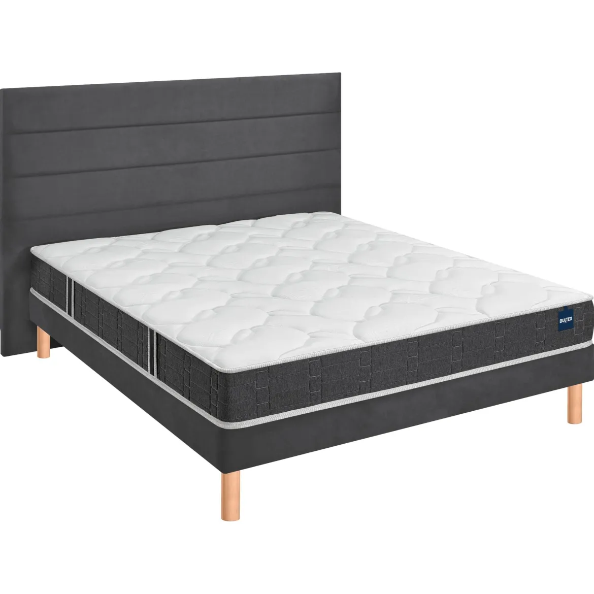 Ensemble sommier et matelas mousse ferme Bultex Essential Gris