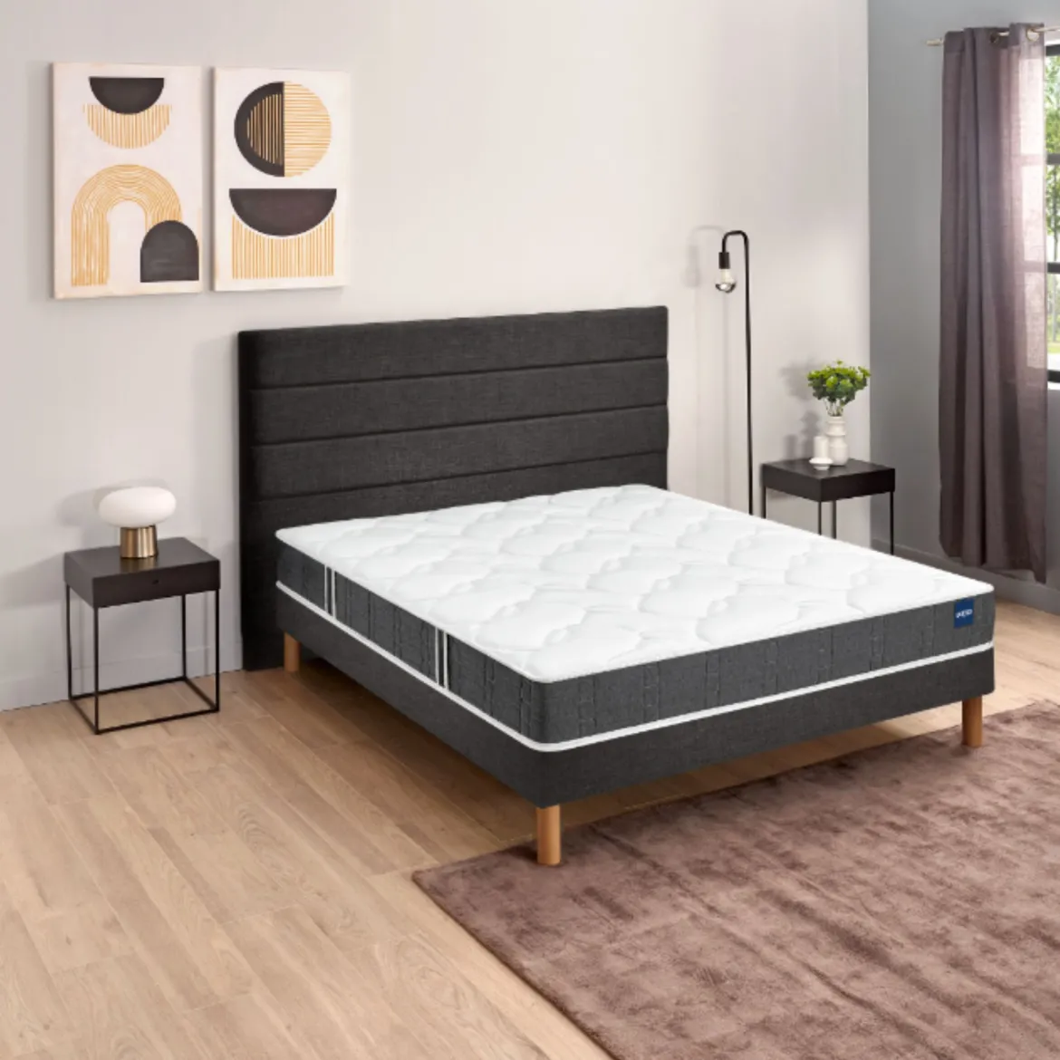 Ensemble sommier et matelas mousse ferme Bultex Essential Gris