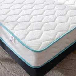 Ensemble sommier et matelas ressorts ensachés ferme Merinos Enjoy Bleu