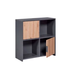 Etagère 4 cases en bois avec 2 portes battantes - ET12115