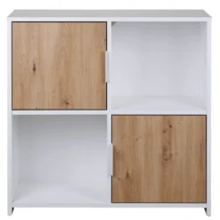 Etagère 4 cases en bois avec 2 portes battantes - ET12115