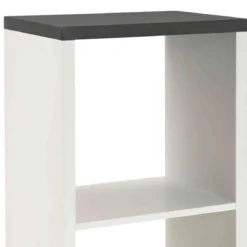 Etagère 2 cases en bois décor granit et laqué blanc - ET15016