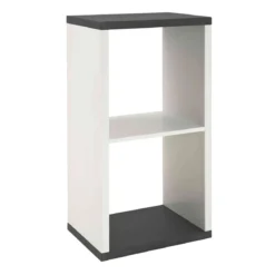 Etagère 2 cases en bois décor granit et laqué blanc - ET15016