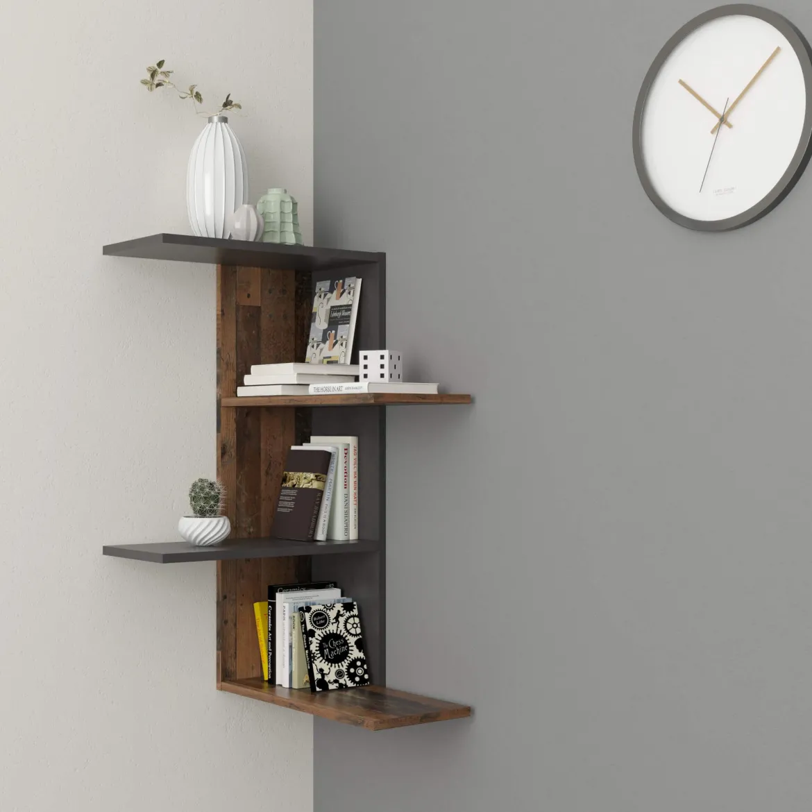 Etagère murale d'angle en bois - ET13038