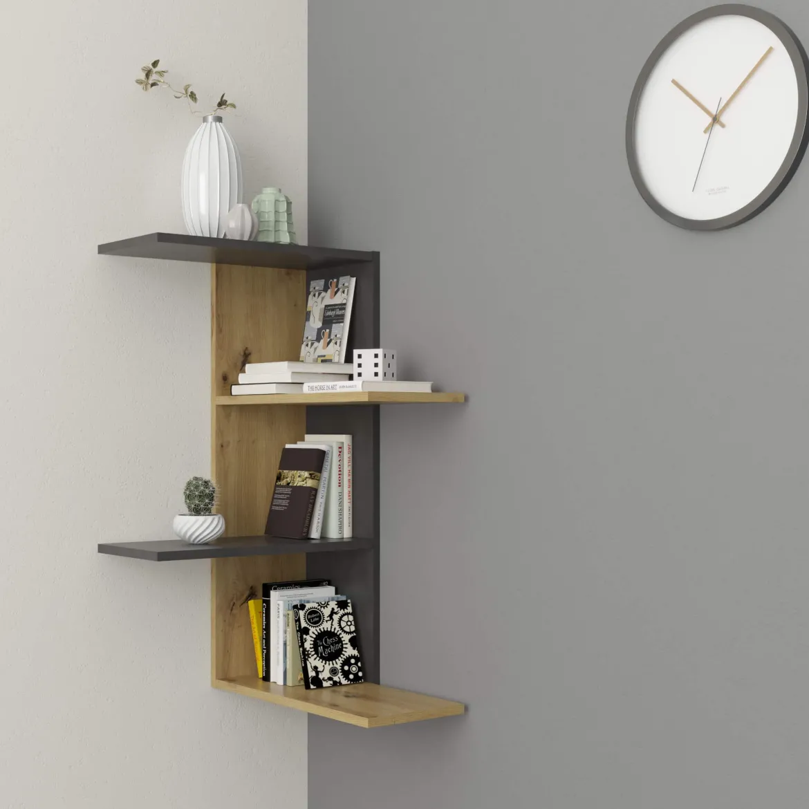 Etagère murale d'angle en bois - ET13038