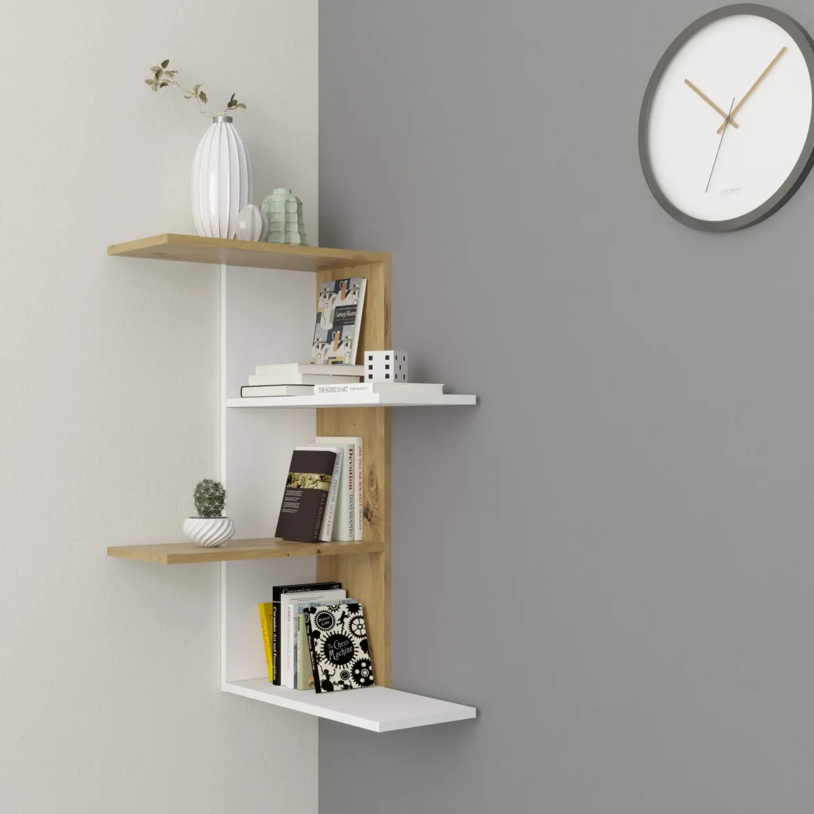 Etagère murale d'angle en bois - ET13038
