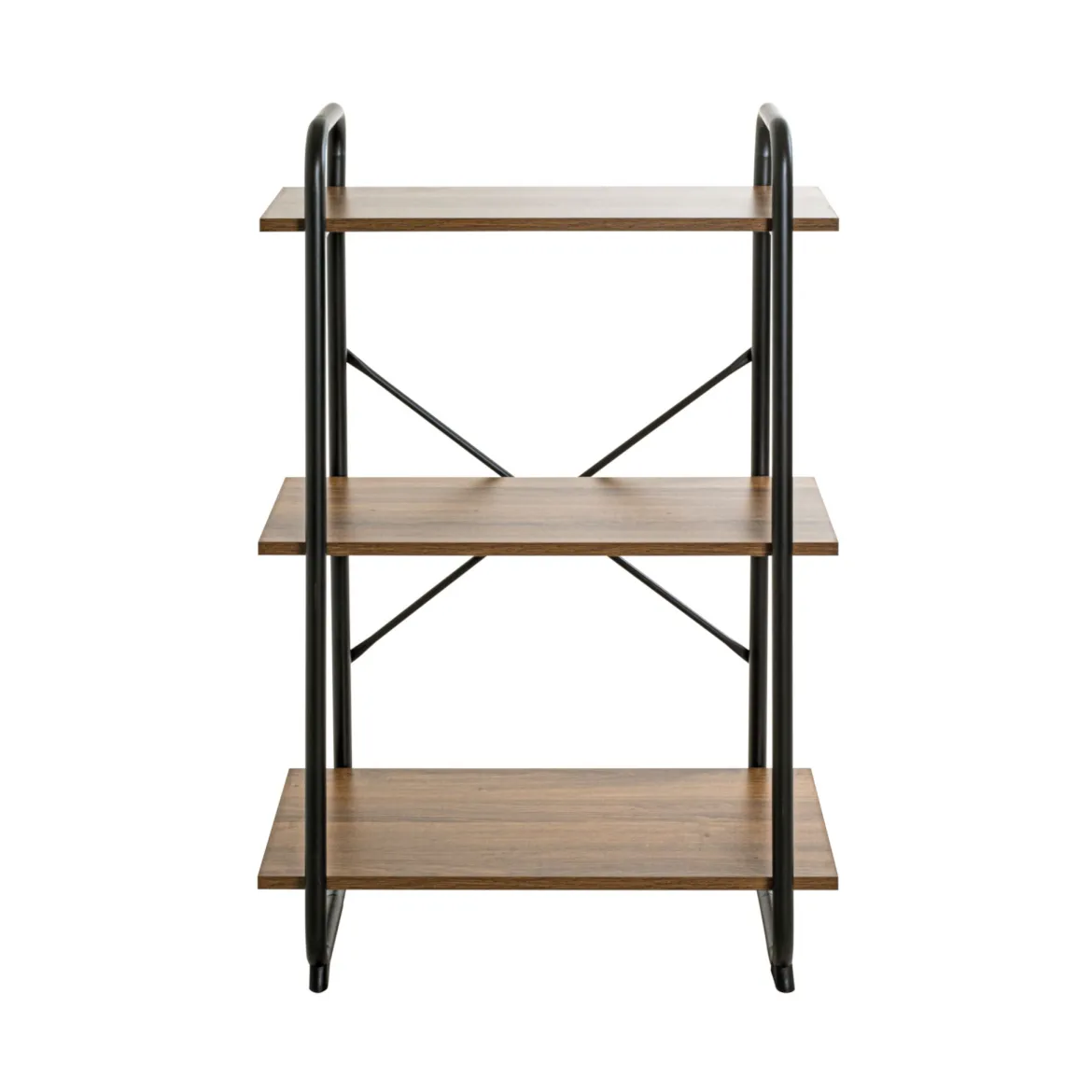 Etagère 3 plateaux en bois imitation chêne et noir laqué - ET15052