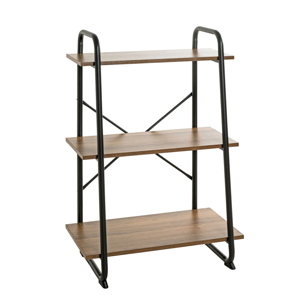 Etagère 3 plateaux en bois imitation chêne et noir laqué - ET15052