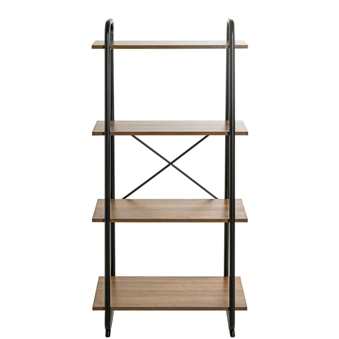 Etagère 4 plateaux en bois imitation chêne et noir laqué - ET15053