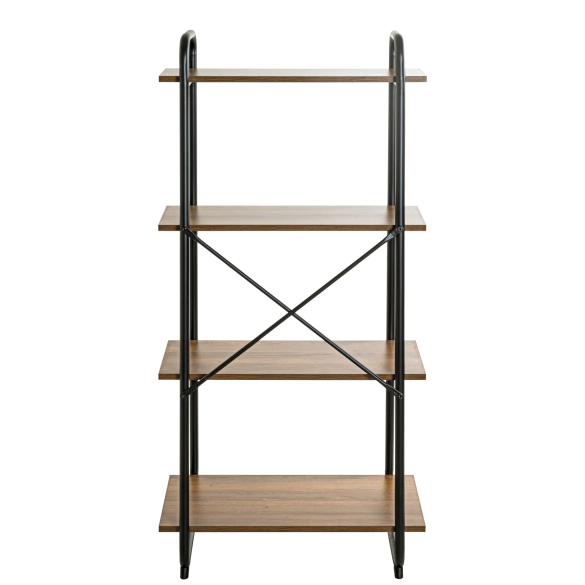 Etagère 4 plateaux en bois imitation chêne et noir laqué - ET15053