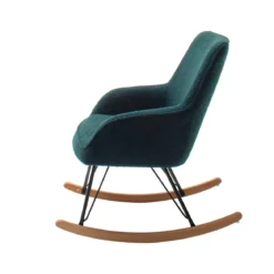Fauteuil bouclette rocking chair avec pieds en hêtre - FA16024