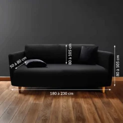 Housse de canapé noir extensible Douceur d'Intérieur Mila