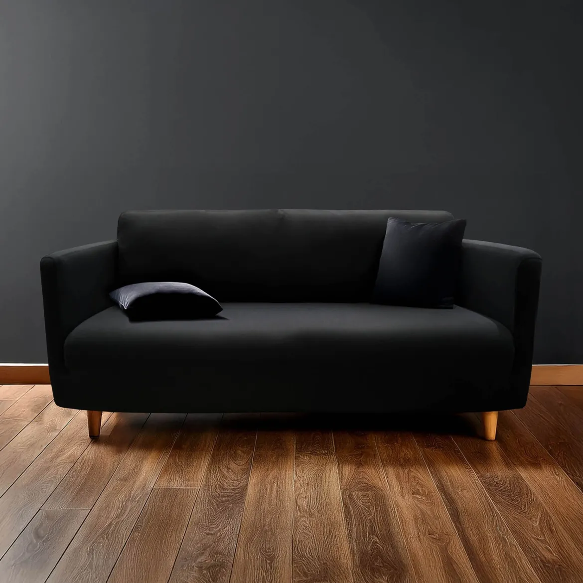 Housse de canapé noir extensible Douceur d'Intérieur Mila