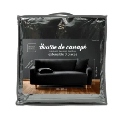 Housse de canapé noir extensible Douceur d'Intérieur Mila