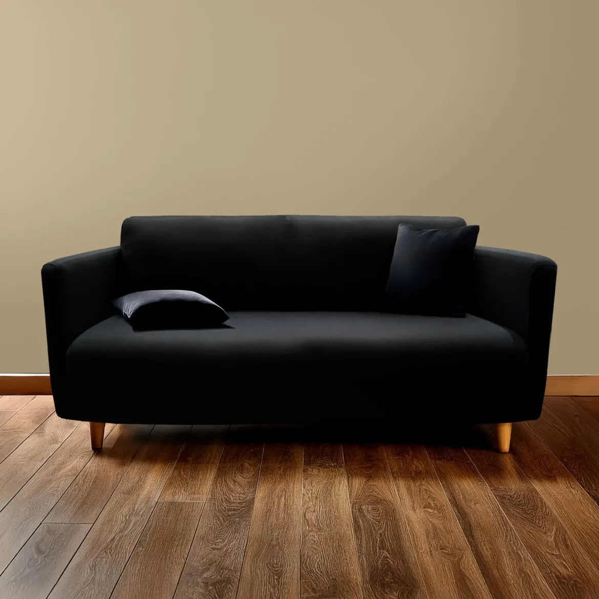 Housse de canapé noir extensible Douceur d'Intérieur Mila