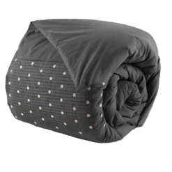 Housse de couette brodée plis religieuses anthracite