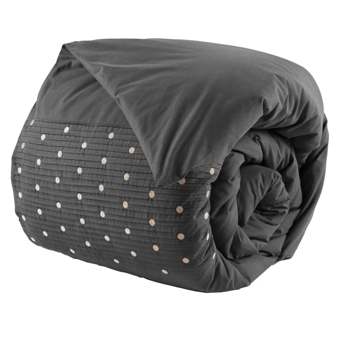 Housse de couette brodée plis religieuses anthracite