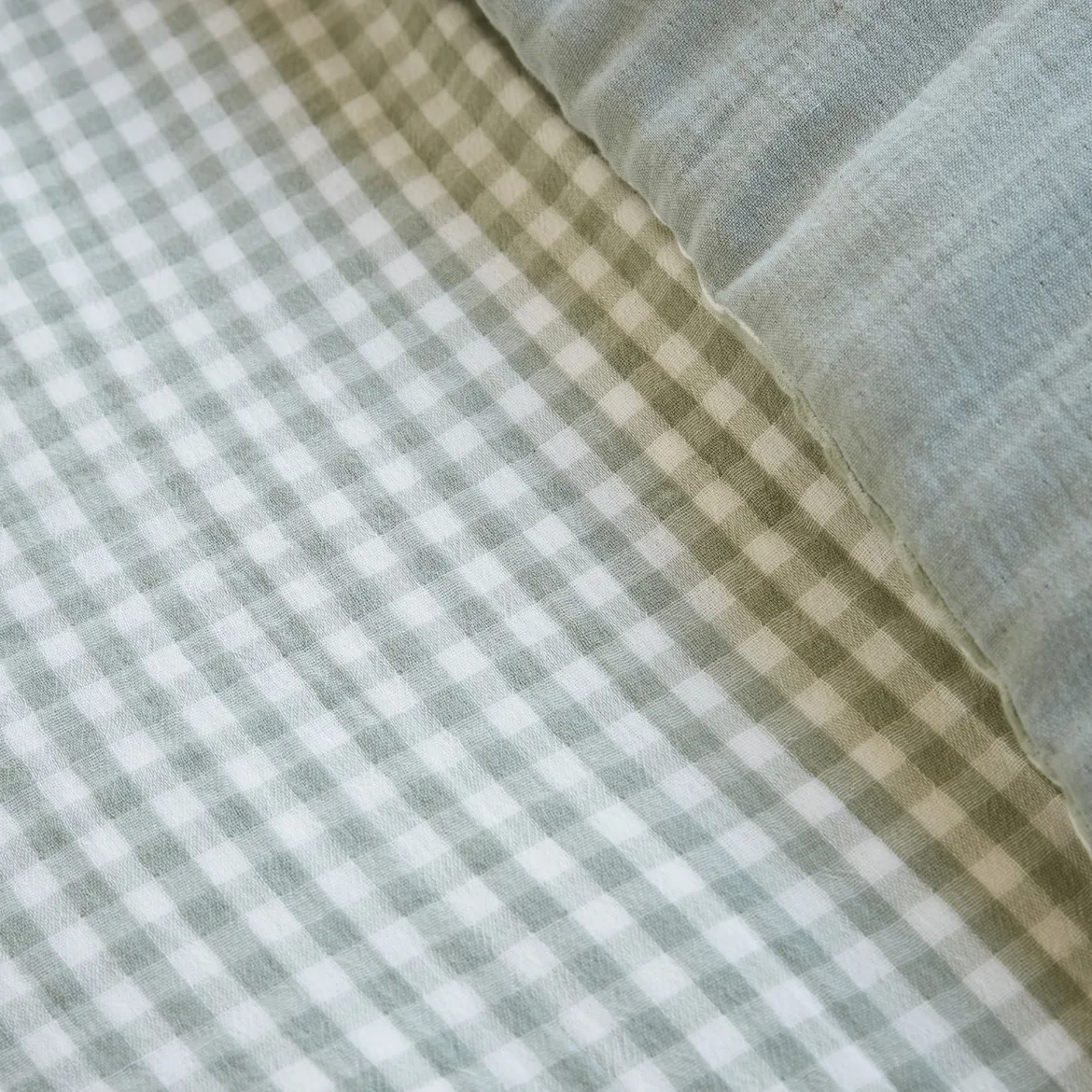 Housse de couette gaze de coton carreaux Terre de Nuit Vichy