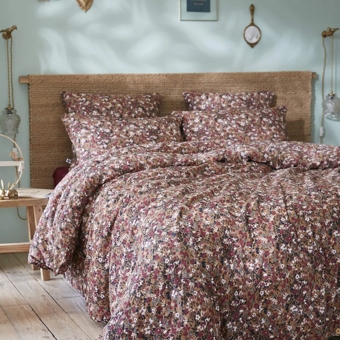 Housse de couette gaze de coton imprimé floral