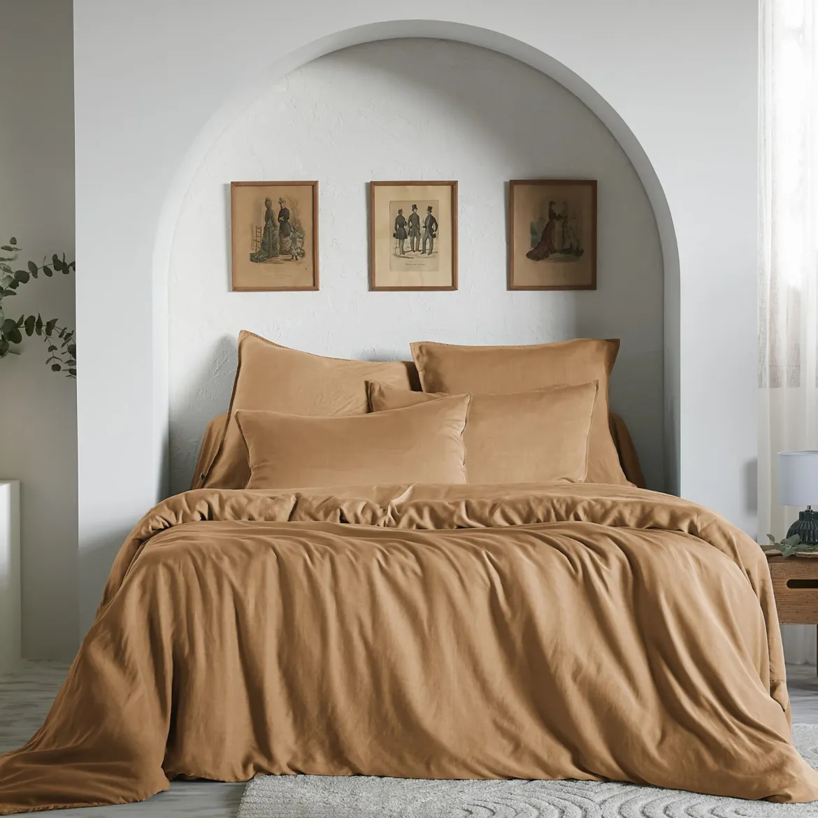 Housse de couette lyocell uni Terre de Nuit Lysandre