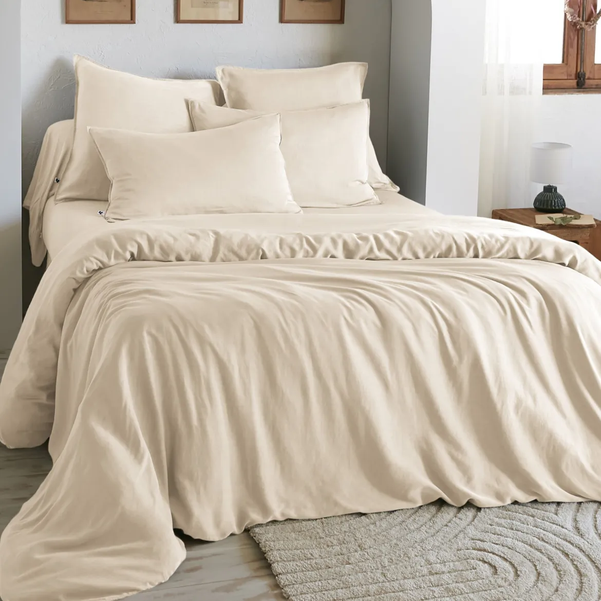 Housse de couette lyocell uni Terre de Nuit Lysandre