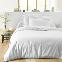 Housse de couette percale blanc