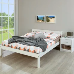 Lit adulte en bois massif blanc 140x200 - LT12001
