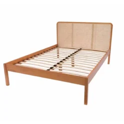 Lit adulte en pin massif tête de lit cannage ANNA - LT17021
