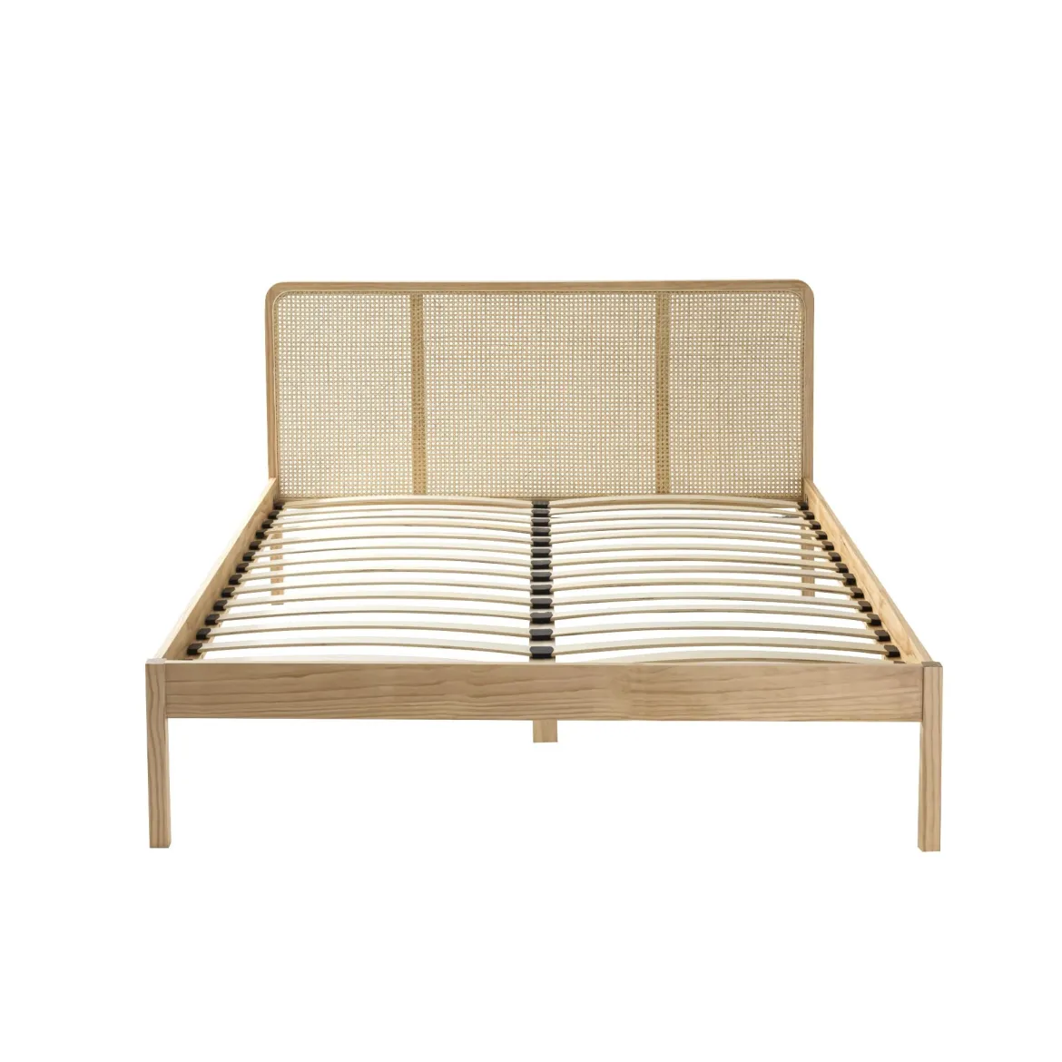 Lit adulte en pin massif tête de lit cannage ANNA - LT17021