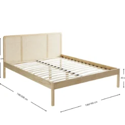 Lit adulte en pin massif tête de lit cannage ANNA - LT17021